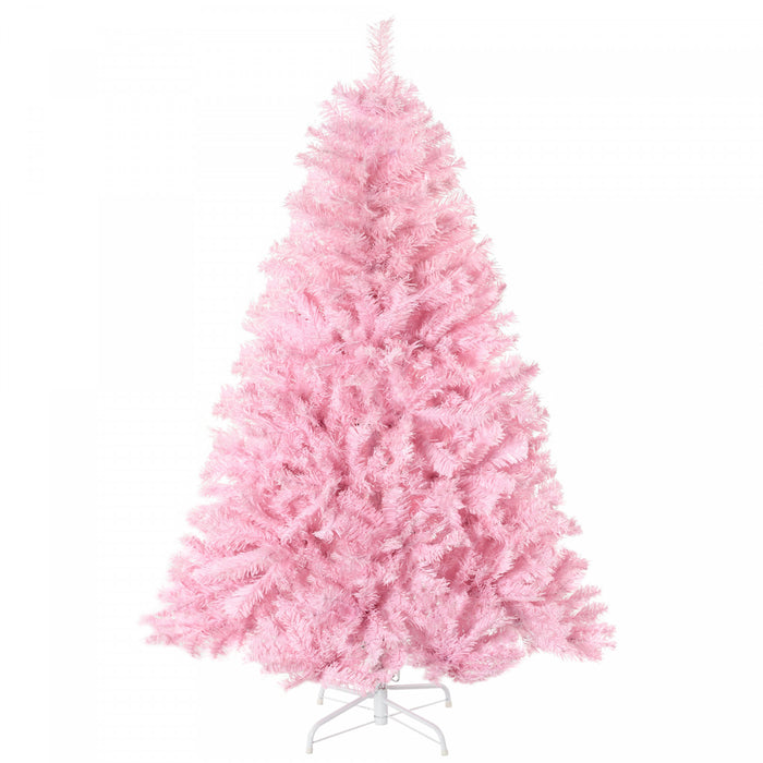 Homcom 5' Artificial Christmas Tree With Auto Open, Wide Shape, Pink