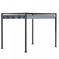 Outsunny 13' X 10' Patio Pergola With Retractable Canopy, Dark Grey