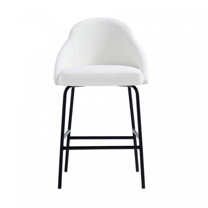 Gracie Modern Metal Upholstered Counter Stool in White and Black Bar Stool