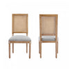 Oliver Solid Wood Rubberwood Dining Chair Set of 2 with Upholstered Seat Cane Backrest and Fluted Legs,Grey | Oliver lot de 2 chaises de salle a manger en bois massif (hevea) avec assise rembourree, dossier en cannage et pieds canneles, gris