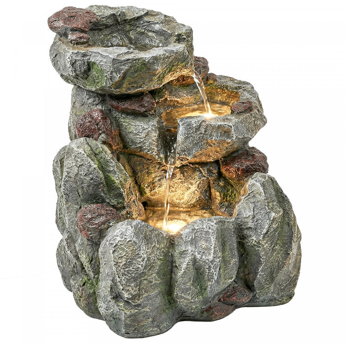 Outsunny Outdoor Water Fountain with LED Lights , Grey