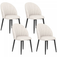 HOMCOM Dining Chairs Set of 4 Kitchen Chairs with Metal Legs Cream White