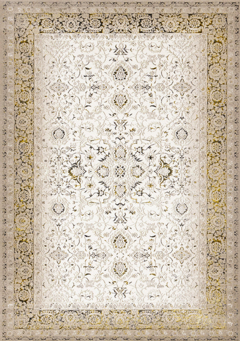 Zaris Cream Yellow Black Elegant Classic Rug, 7'10\" x 10'6\" Indoor Area Rug