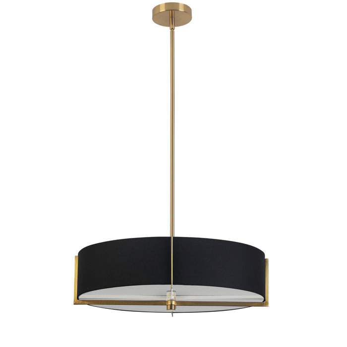 Dainolite Preston 4 Light Pendant 21\" Dia Aged Brass Black Shade Lamp