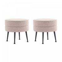 Bailey Mid-Century Modern Upholstered Accent Ottoman in Wheat - Set of 2 