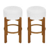 Vera Rubber Wood Bar Stool Set of 2 Indoor Seating with Round Ivory Cushion,Walnut | Vera – Lot de 2 tabourets de bar en bois d’hevea pour interieur avec coussin rond ivoire, finition noyer