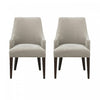 Beever Modern Chenille Wood Armchair in Taupe - Set of 2 Dining Chair