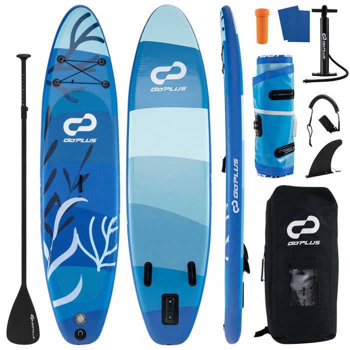 Goplus Small Inflatable Sup Board, Portable Paddle Board With 5d Rings Stand Up Paddle Board For Youth & Adult Navy