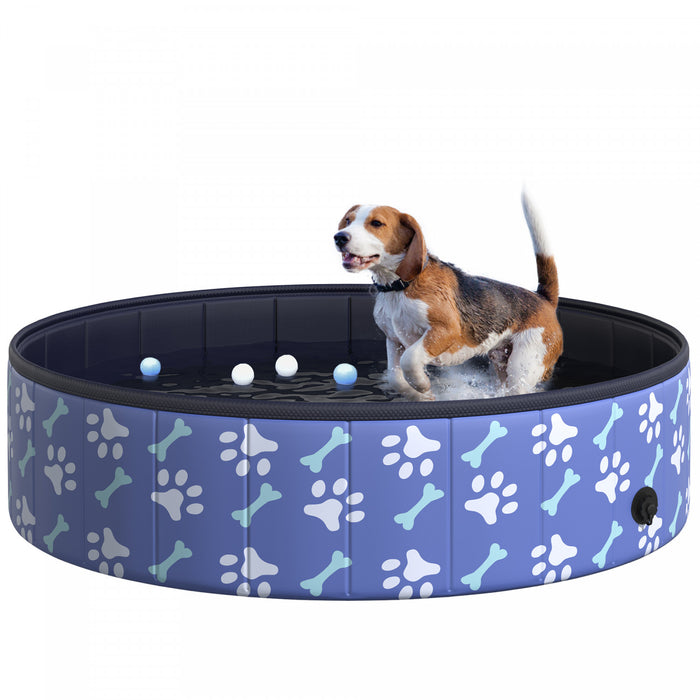 Pawhut Folding Dog Pool Portable Pet Kiddie Swimming Pool, Outdoor/indoor Puppy Bath Tub With Nonslip Bottom For Dogs & Cats, (Φ47\", Blue)
