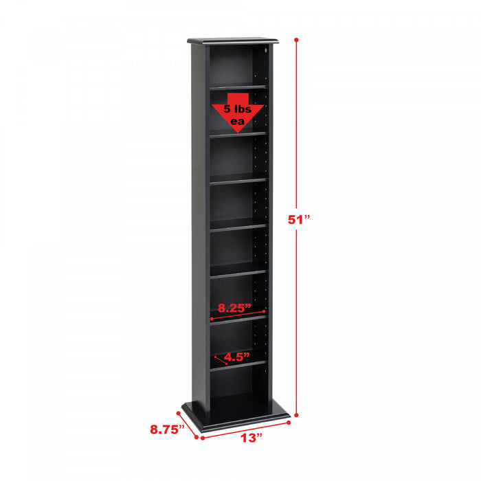 Slim Multimedia Storage Tower - Black