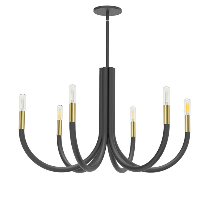 Dainolite Wand 6 Light Chandelier Matte Black/Aged Brass Lamp