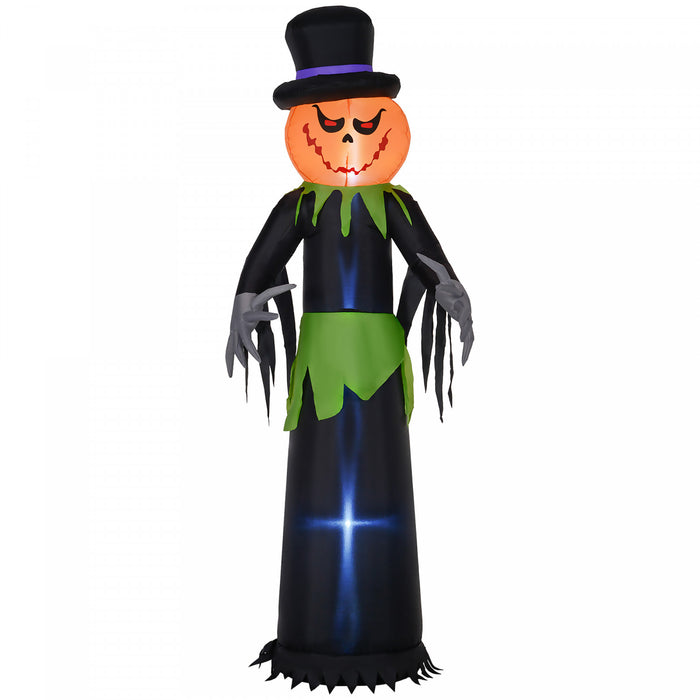 Outsunny 8ft Halloween Inflatable Pumpkin Ghost In A Hat With Led Display