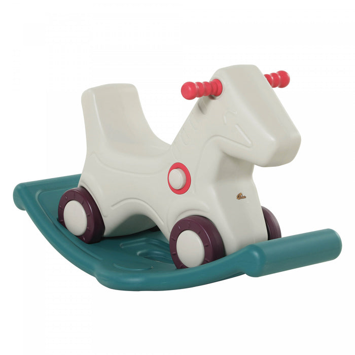 Qaba Rocking Horse 2 In 1 Ride On Toys And Sliding Car For Kids Baby Rocker Roller Toddler Playset Indoor Outdoor 1-4 Years Old
