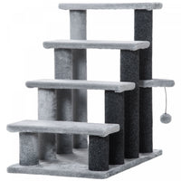 Pawhut Cat Stairs 4 Steps For Bed, Couch With Scratching Posts, Small Cat Tree For Indoor Cats With