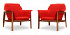 Miller Mid-Century Modern Linen Weave Accent Armchair in Burnt Orange - Set of 2