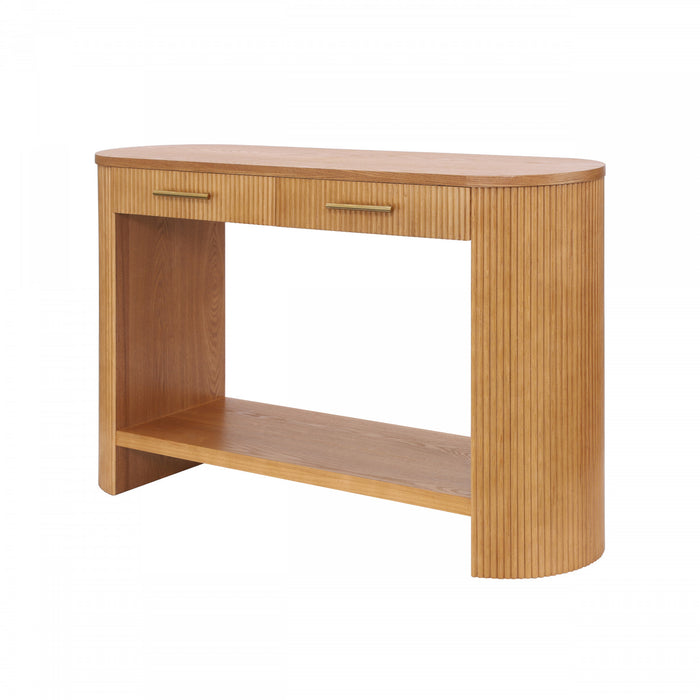 Olivia 47.25“ Modern Sofa Table with Storage and Drawer - Brown