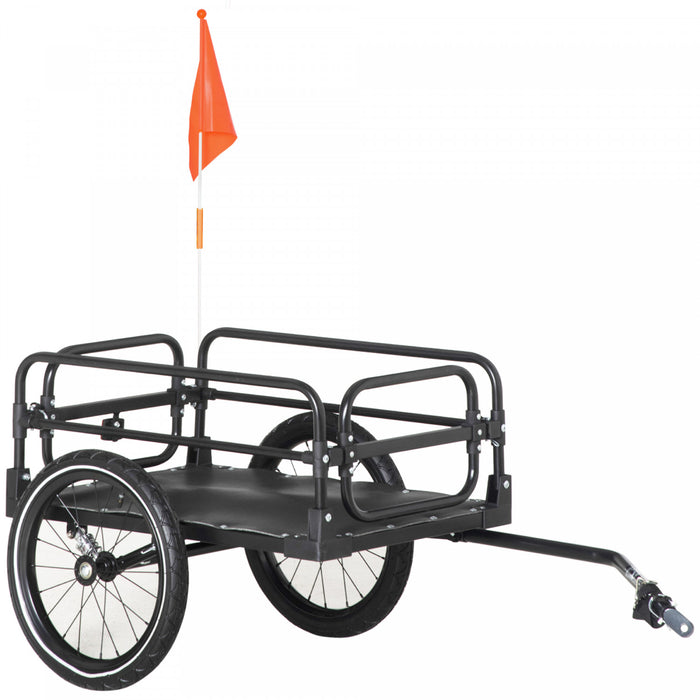 Aosom Bike Trailer Wagon Bicycle Cargo Trailer W/ Suspension, 16\" Wheels