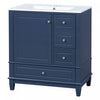 Emma 30\" Solid Wood Bathroom Vanity with Ceramic Sink and Soft-Close Door, Blue