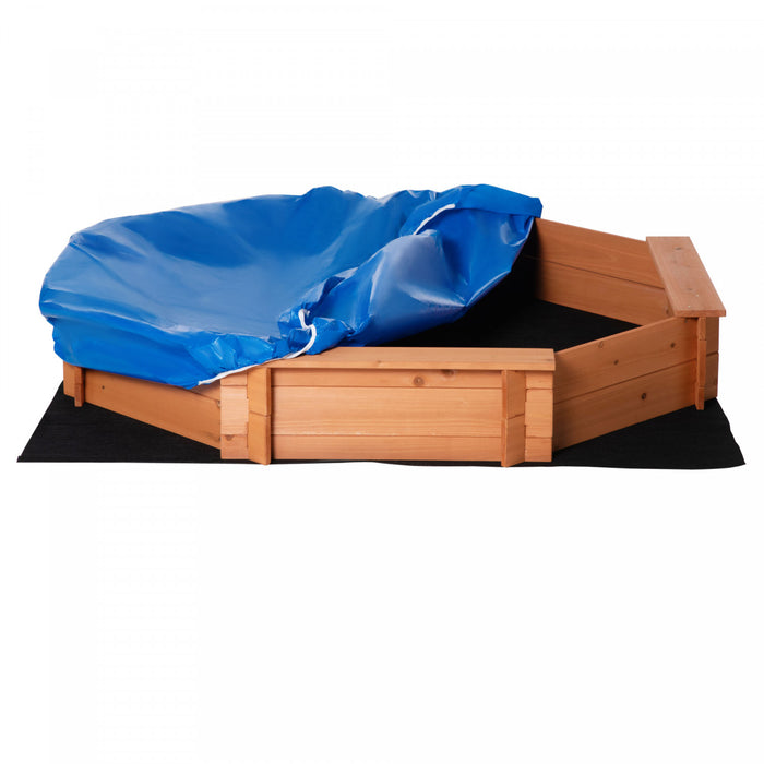Kids Sandbox With Cover And Seat, Outdoor Children Sand Playset For Backyard, Boys And Girls, Red, 55\" X 55\" X 8.5\"