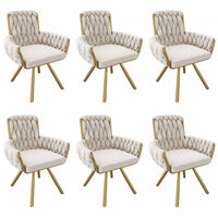 Timothy Velvet Swivel Dining Chairs with Tufted Upholstered and Metal Legs Set of 6, Glod
