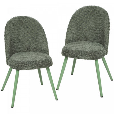 HOMCOM Dining Chairs Set of 2 with Velvet Fabric Upholstery, Dark Green
