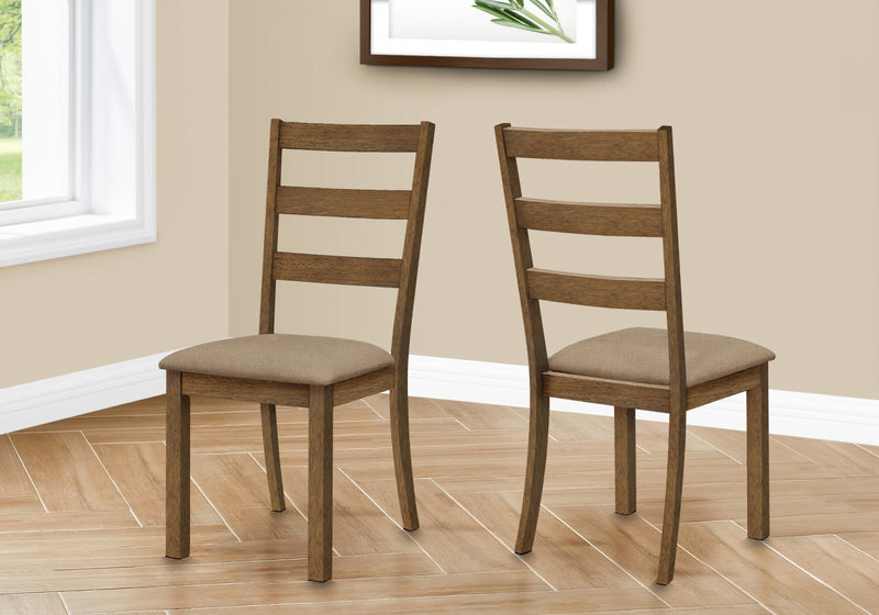 Dining Chair Set of 2 Kitchen Dining Room Brown Fabric Walnut Wood Legs Transitional