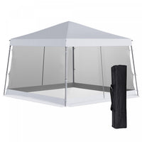 Outsunny 12' X 12' Pop Up Gazebo, Foldable Canopy Tent With Carrying Bag, Mesh Sidewalls And 3-level
