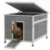 PawHut Duck Coop, Wooden Chicken House Rabbit Hutch with Openable Roof, Removable Floor, Double Doors, Ramp, Duck House for 3-6 Chickens, Geese, 30\" x 38\" x 30\"