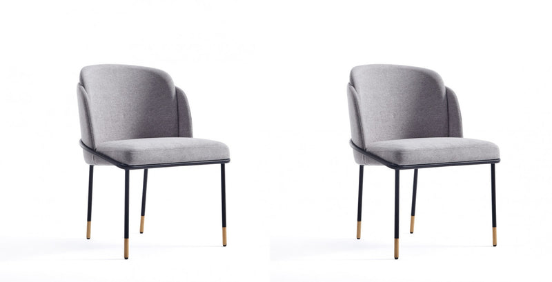 Flor Modern Metal Twill Weave Dining Chair in Gray - Set of 2