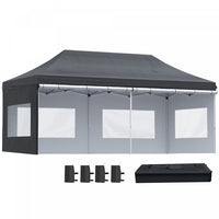 Outsunny 20' X 10' Pop-up Canopy Instant Tent Shelter W/ Roller Bag, Black