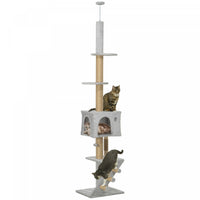 Pawhut Floor To Ceiling Cat Tree For Large Cats Adult, Cat Tower Adjustable Height 89