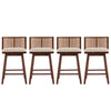 Talia Wooden Counter Height Bar Stool Set of 4 with Rattan Backrest,Walnut | Talia – Lot de 4 tabourets de bar de hauteur comptoir en bois avec dossier en rotin, finition noyer