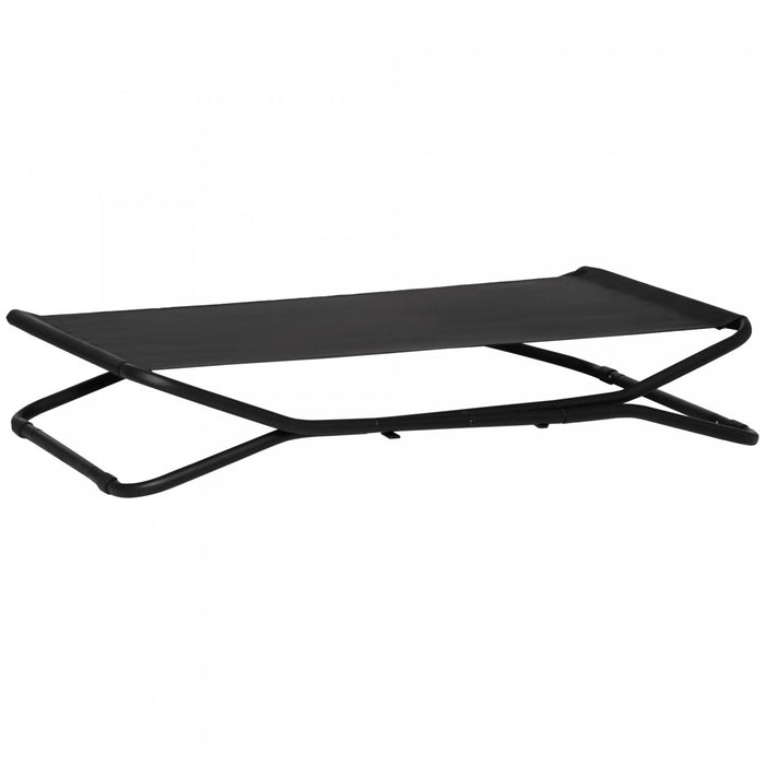 Pawhut 47.5\" Elevated Foldable Cool Dog Bed For Medium Dog, Indoor Outdoor Raised Pet Cot With Breathable Mesh, Black