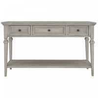 Sabina Solid Wood Console Table With 3 Drawers And Shelf - Grey Wash 