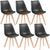 HOMCOM Modern Dining Chairs Set of 6 with PU Leather Cushion, Wood Frame