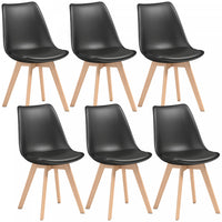 HOMCOM Modern Dining Chairs Set of 6 with PU Leather Cushion, Wood Frame
