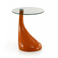 Lava Modern Glass Top End Table in Orange