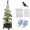 Costway 1 Pcs Raised Garden Bed With Plant Box & Obelisk Trellis Lockable Wheels Cage Planter
