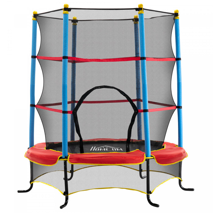 Qaba Kids Trampoline With Safety Enclosure Net And Built-in Zipper Safety Pad, Indoor Outdoor Exercise Fitness Equipment For Children Toddler Age 3-6 Years Old