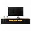 Oliver Wall-Mounted TV Cabinet with LED Lighting Storage,Black | Oliver meuble TV mural avec eclairage LED et rangement, noir