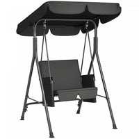 Outsunny 1-seat Patio Swing Chair With Adjustable Canopy And Cushions