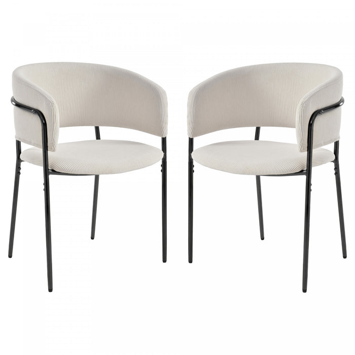 Ethan Set of 2 Modern Corduroy Upholstery Side Chair with Angled Legs and Adjustable Feet,Beige Dining Chair