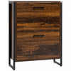 HOMCOM Rustic 2 Flip Door Shoe Cabinet with Divider and Open Shelf