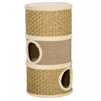 Pawhut Cat Condo 3 Story Three Holes With Sisal Seaweed Scratching Cover Surface, Cat Tower For Indo