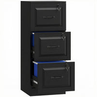 HOMCOM 3 Drawer File Cabinet with Lock, Vertical Filing Cabinet, Black