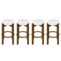 Olivia Rubberwood Indoor Round Seat Bar Stool Set of 4 with Durable Frame and Fabric