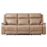 Marlow 84 in. Leather Match Power Reclining Sofa with USB/USB-C - Taupe 