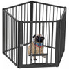 Pawhut Dog Playpen, 30\"h Pet Playpen, 5 Panels Puppy Exercise Pen Heavy Duty With Dog Gate & Cat Door, Indoor Outdoor Foldable Portable Dog Fence For Small & Medium Dogs
