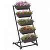 Outsunny 5-tier Vertical Raised Garden Bed With 5 Planter Boxes, Wheels, Outdoor Plant Stand Grow Container With Leaking Holes For Balcony Patio Outdoor, Brown
