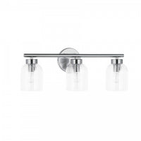 Dainolite Vienna 3 Light Incandescent Vanity Polished Chrome Clear Ribbed Glass Lamp